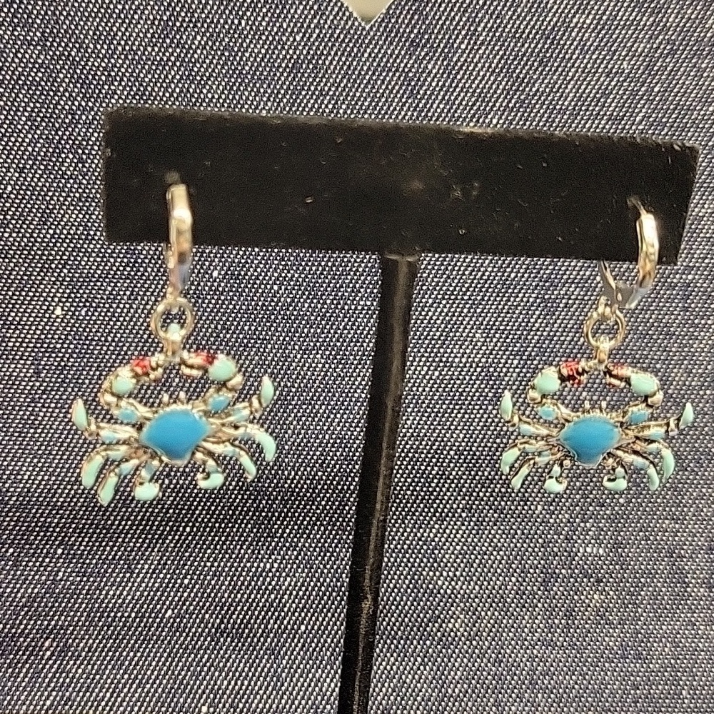 Turquoise 1" Crab Dangle Earrings
